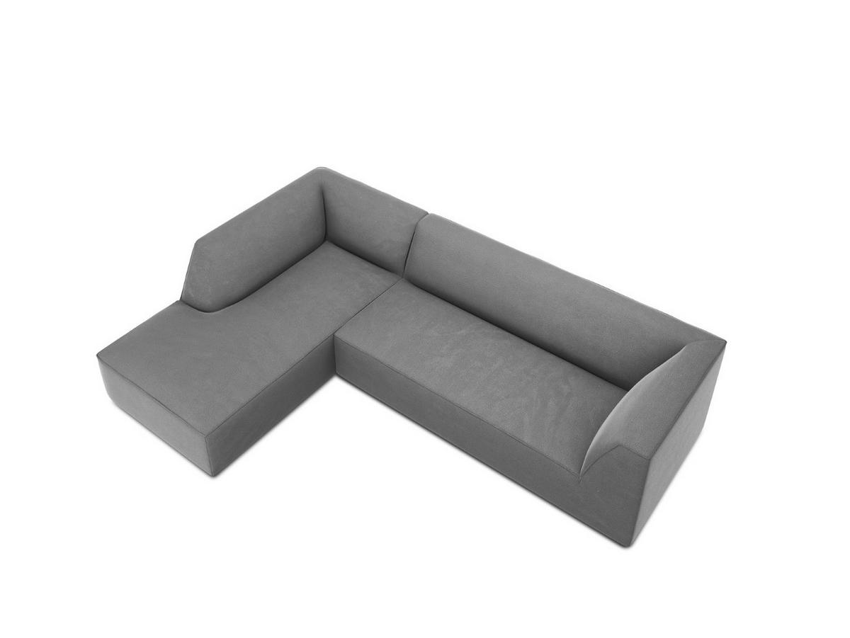 ECKSOFA links Ruby aus Samt grau 4 Sitzplätze - Grau, Textil (180/273cm) - Micadoni