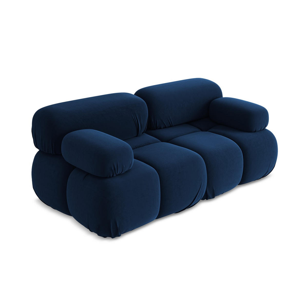 2-SITZER-SOFA Samt Stoff Blau - Blau/Schwarz, Kunststoff/Textil (190/70/96cm) - LaMiaSofa