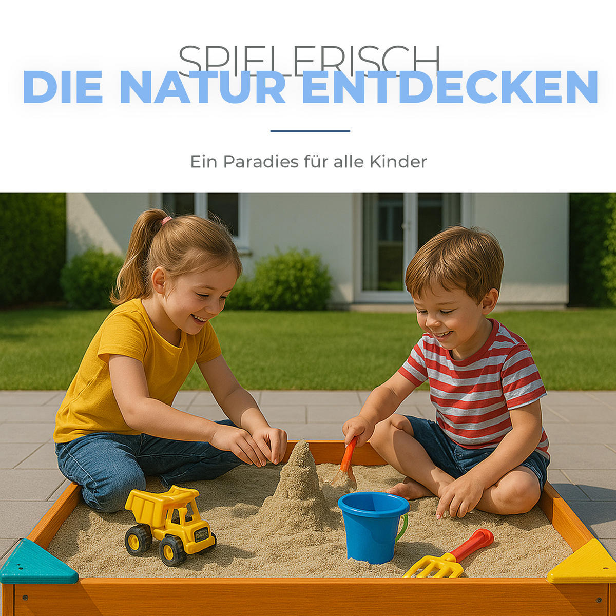 SANDKASTEN aus Holz mit Abdeckung 90 cm - Braun, Naturmaterialien (90/90cm) - Bestlivings