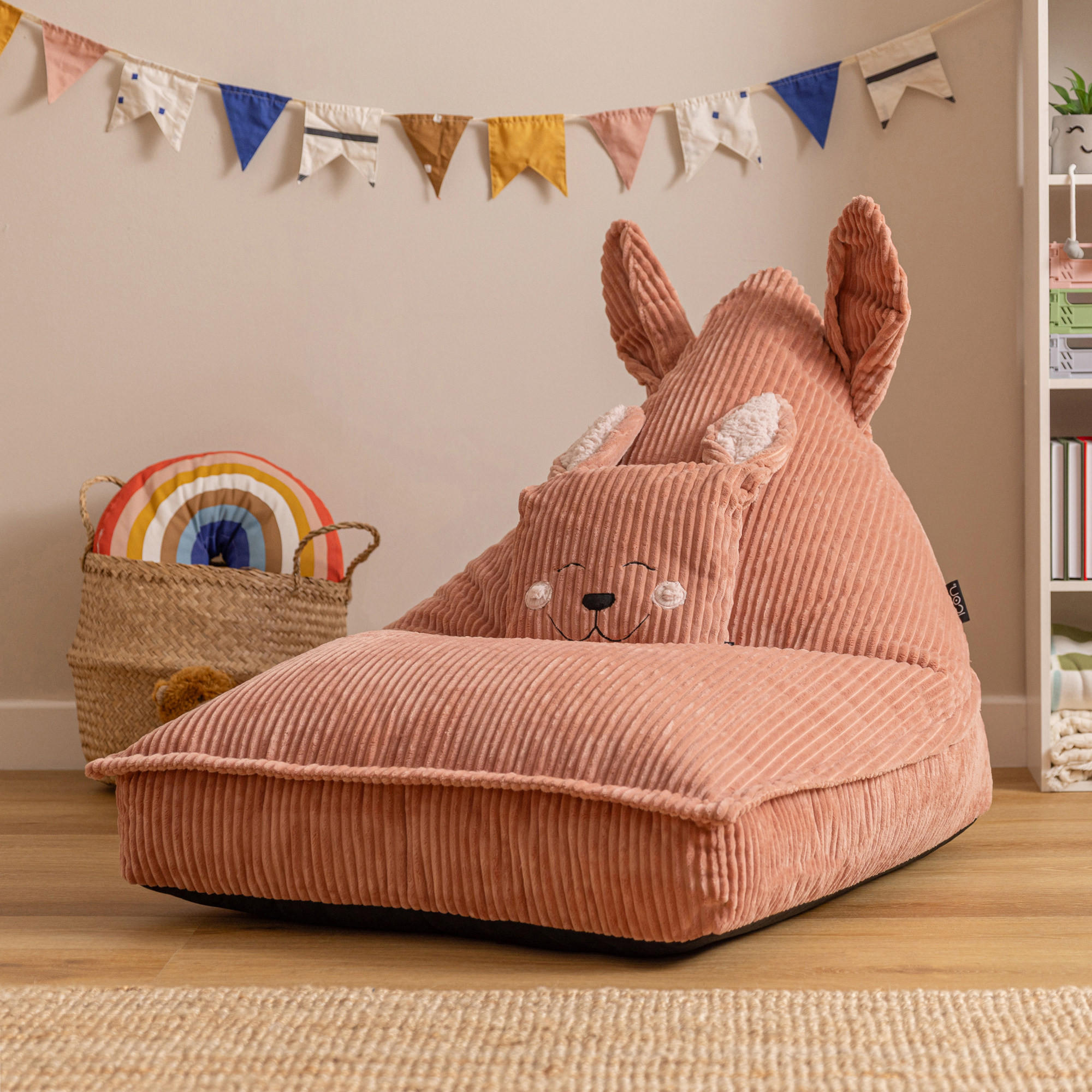 KINDERSITZSACK mit Kissen Kaninchen Cord - Pink, Textil (72/66/102cm) - icon