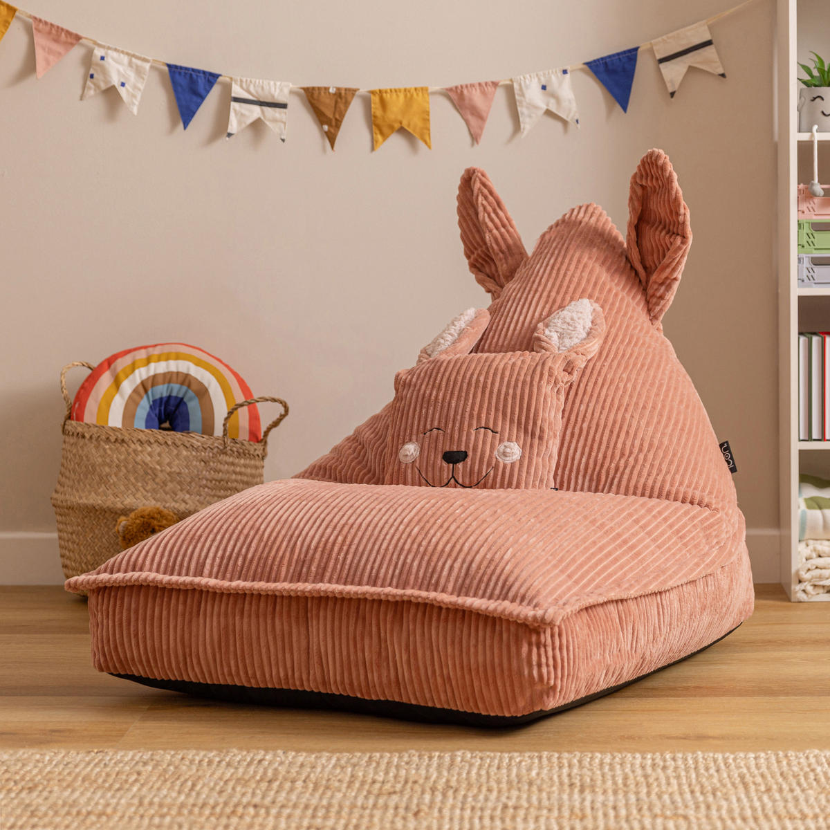 KINDERSITZSACK mit Kissen Kaninchen Cord - Pink, Textil (72/66/102cm) - icon