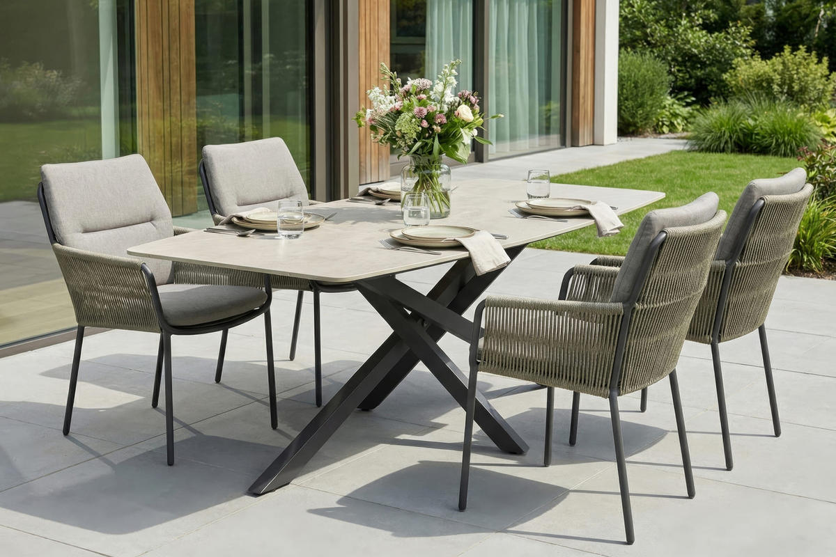 GARTENTISCH Concord 200x100x75cm, Stein, Anthrazit - Anthrazit, Stein (100/200/75cm) - dasmöbelwerk