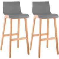 BARHOCKER 2 Holz Grau - Eukalyptusholzfarben/Grau, Holz (41/102/46cm) - CLP