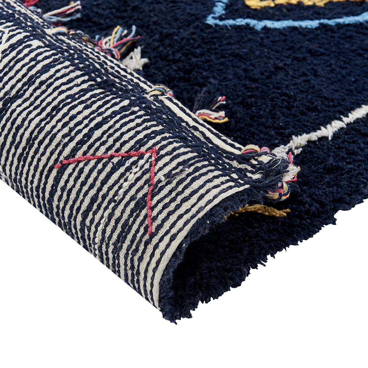 TEPPICH geflochten Corum 200/140 cm - Schwarz, Textil (140/200cm) - Beliani