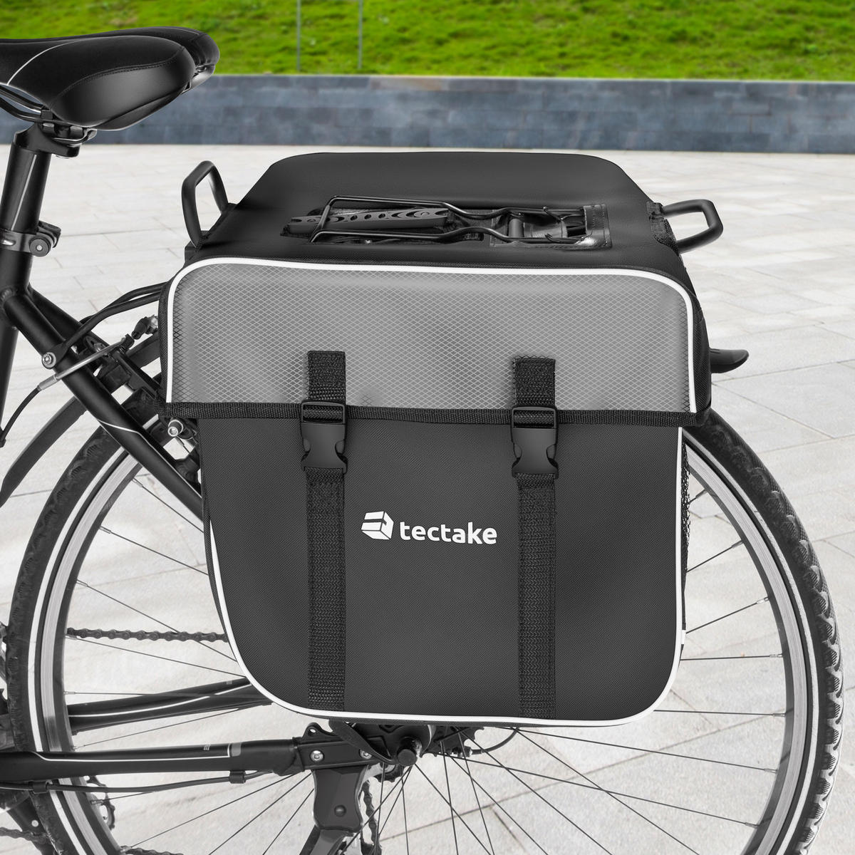 FAHRRADTASCHE Georg, 34 x 17 x 30 cm,schwarz - Schwarz, Textil (17/30/34cm) - tectake