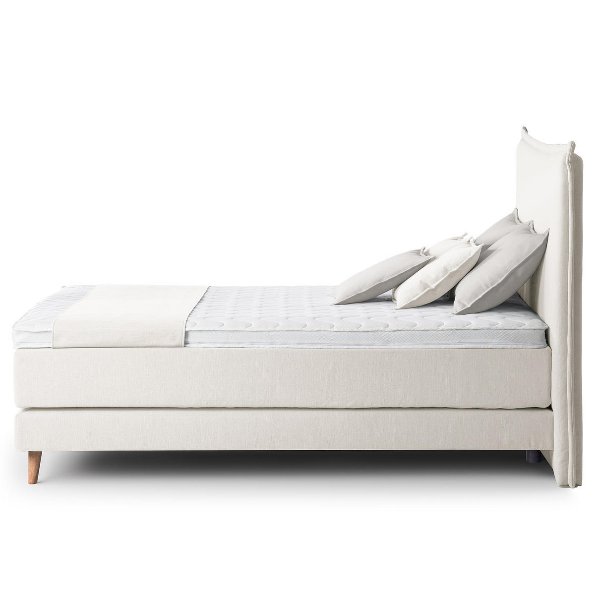 BOXSPRINGBETT - Klassisch - Platinfarben, Holz (140/200cm) - home24