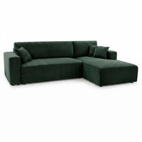 ECKSOFA PULA CORD GRÜN L - Rechts - Schwarz/Grün, Kunststoff/Textil (279/187cm) - Luxkor24