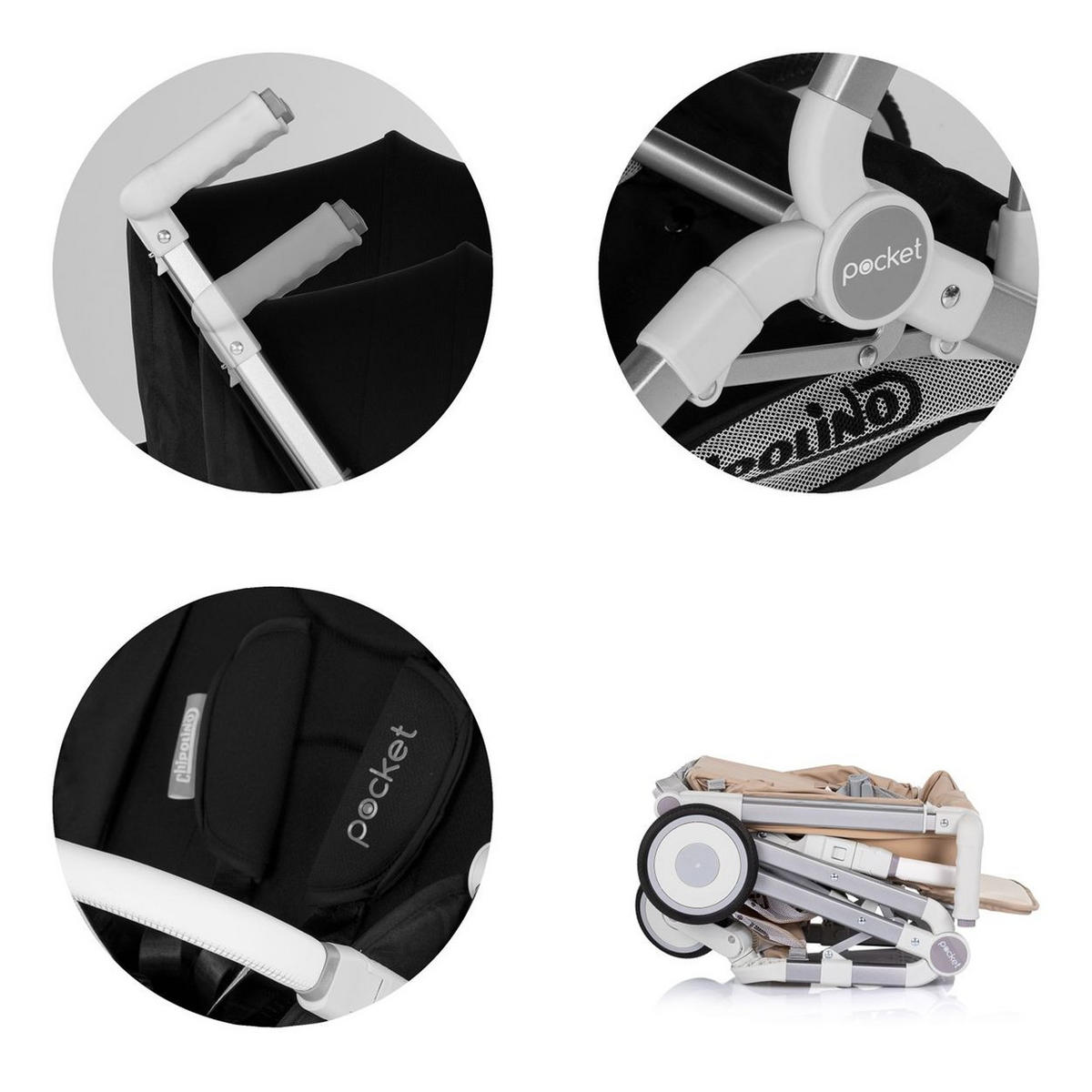 KINDERWAGEN Buggy Pocket beige klappbar Korb Frontbügel Sonnendach bis 22 kg - Beige, Metall (49/47/103cm) - Chipolino