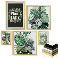WANDBILDER 5er Set - 50x50 cm & 20x30 cm & 40x60 cm Goldrahmen - Japanische Natur und Japandi-Stil - Goldfarben, Kunststoff (40/60cm) - ArtPrintCave