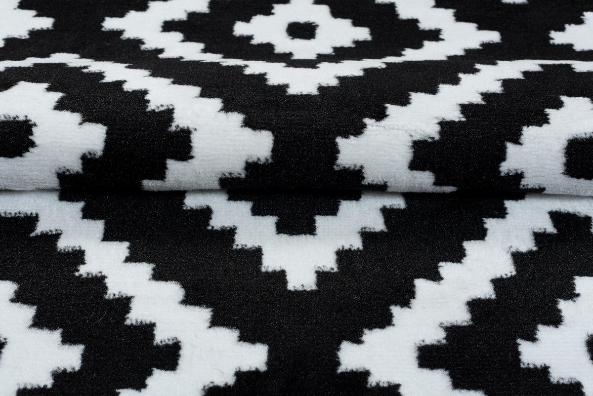 TEPPICH LUXURY Schwarz Geometrisch Karo Diamant 300/400 cm - Schwarz, Textil (300/400cm) - Tapiso