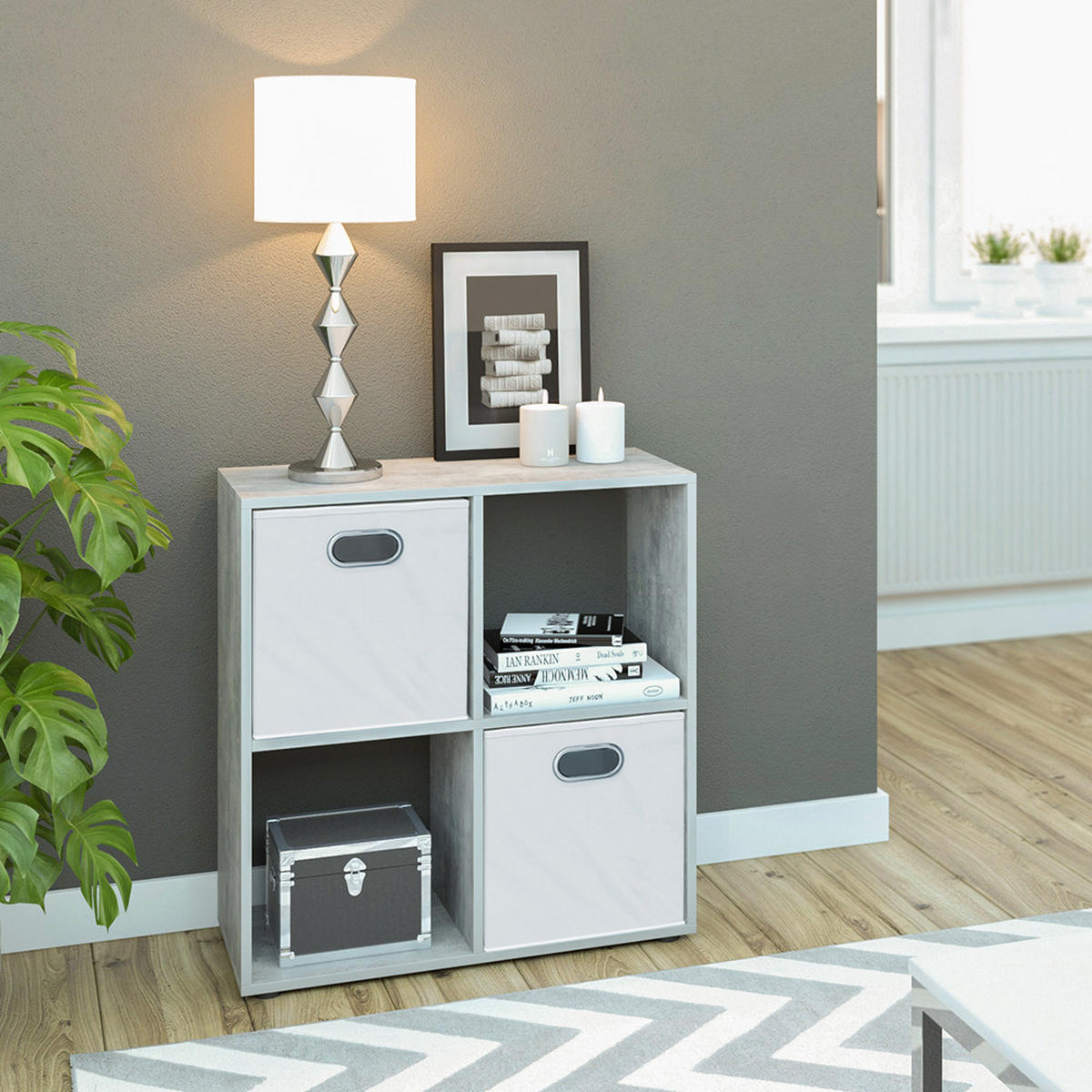 RAUMTEILER Tetra Beton 72.6 x 72 cm - Hellgrau, Holzwerkstoff (72.6/72/29cm) - Vicco