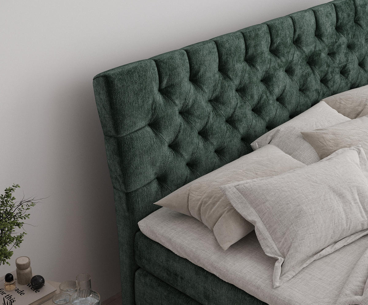 BOXSPRINGBETT Seraphine Grün 160/200 cm - Schwarz/Grün, Holz/Holzwerkstoff (160/200cm) - Maison de Reve