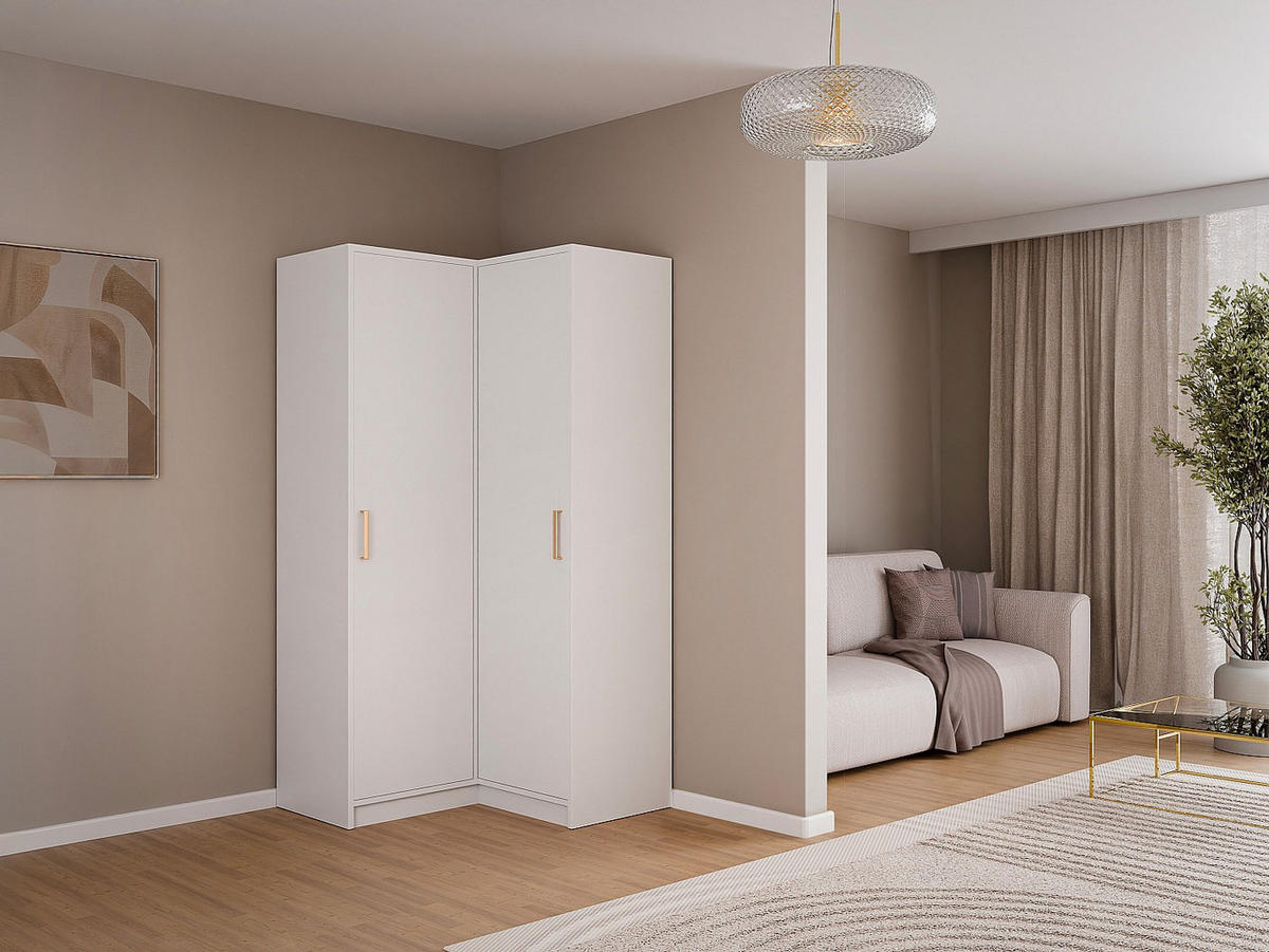 KLEIDERSCHRANK - 115.2 cm x 106.5 cm - holz - weiß Lizandro - Weiß, Holz (115.2/200/106.5cm) - Vente-Unique