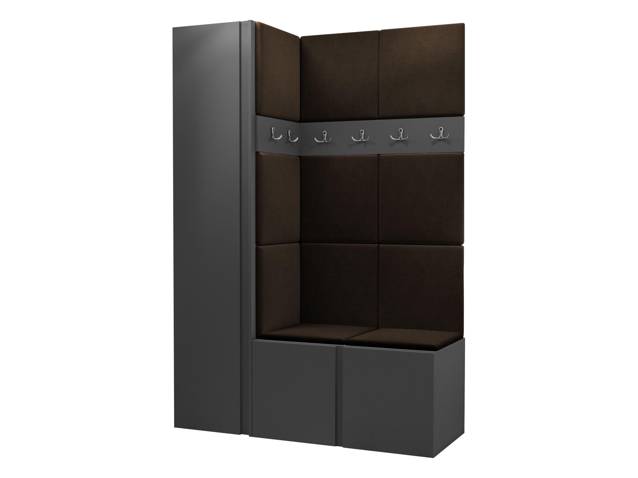 GARDEROBEN-SET Orion IX - Graphitfarben/Braun, Holzwerkstoff/Kunststoff (124/186/46cm) - MIRJAN24