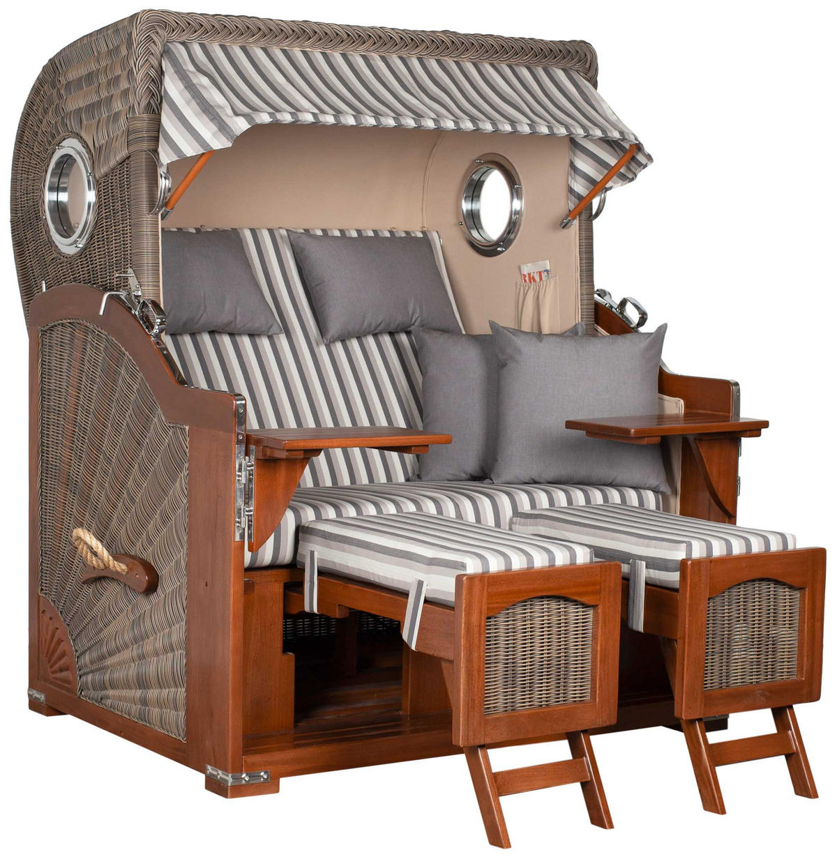 STRANDKORB XXL Düne Grande 2,5 Sitzer - Braun/Grau, Metall (142/170/95cm) - Mr. Deko