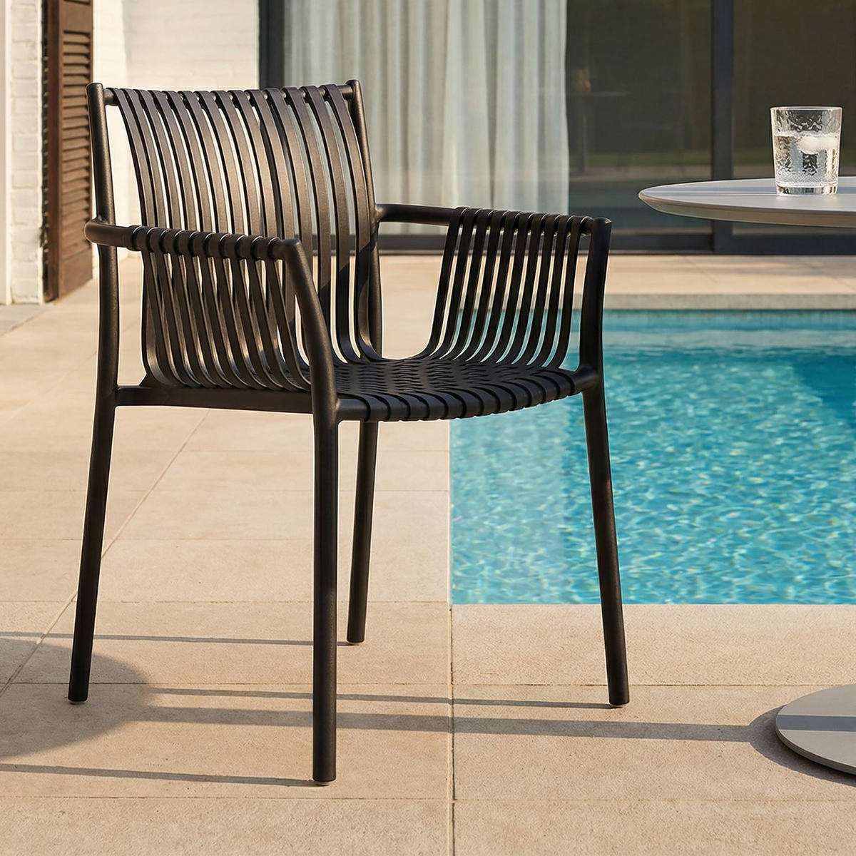 GARTENSTÜHLE OLEA 4er-Set schwarz - Schwarz, Textil (59/84/57cm) - IDIMEX