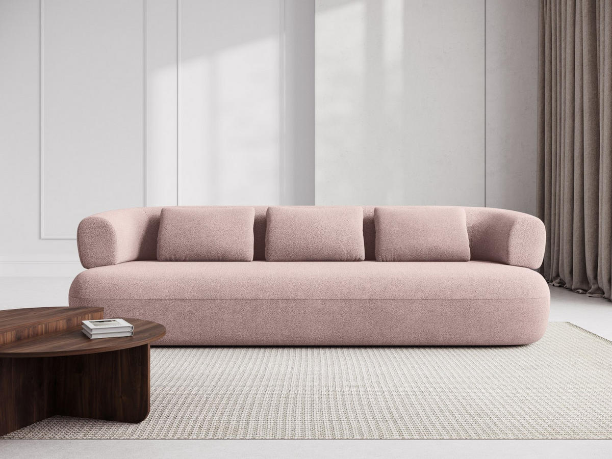 SOFA Jenny aus Boucle puderrosa 4 Sitzplätze - Altrosa, Textil (90/73/226cm) - Micadoni