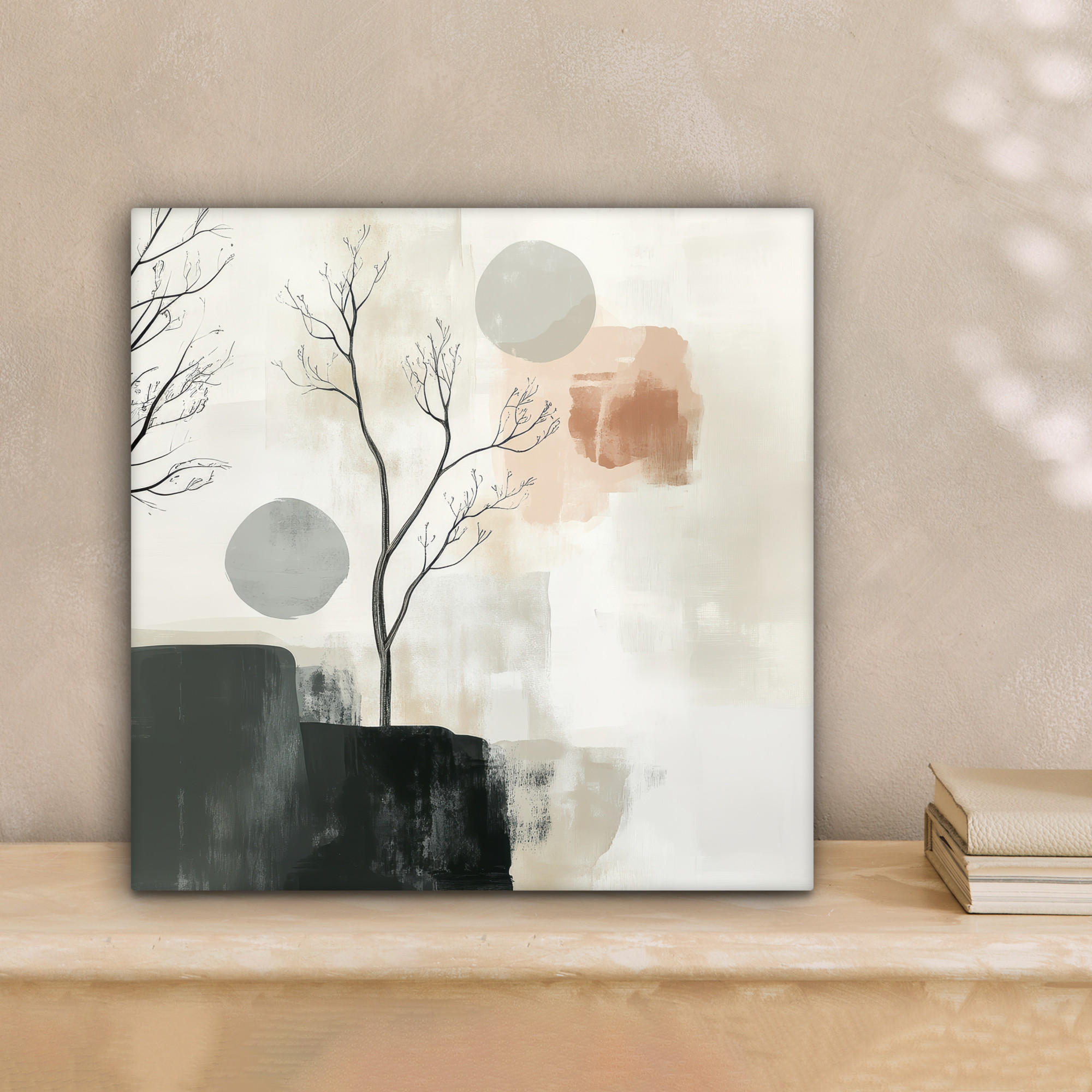 LEINWANDBILD Wabi sabi - Beige - Pflanze 20x20 cm - Sandfarben, Textil (20/20cm) - MuchoWow