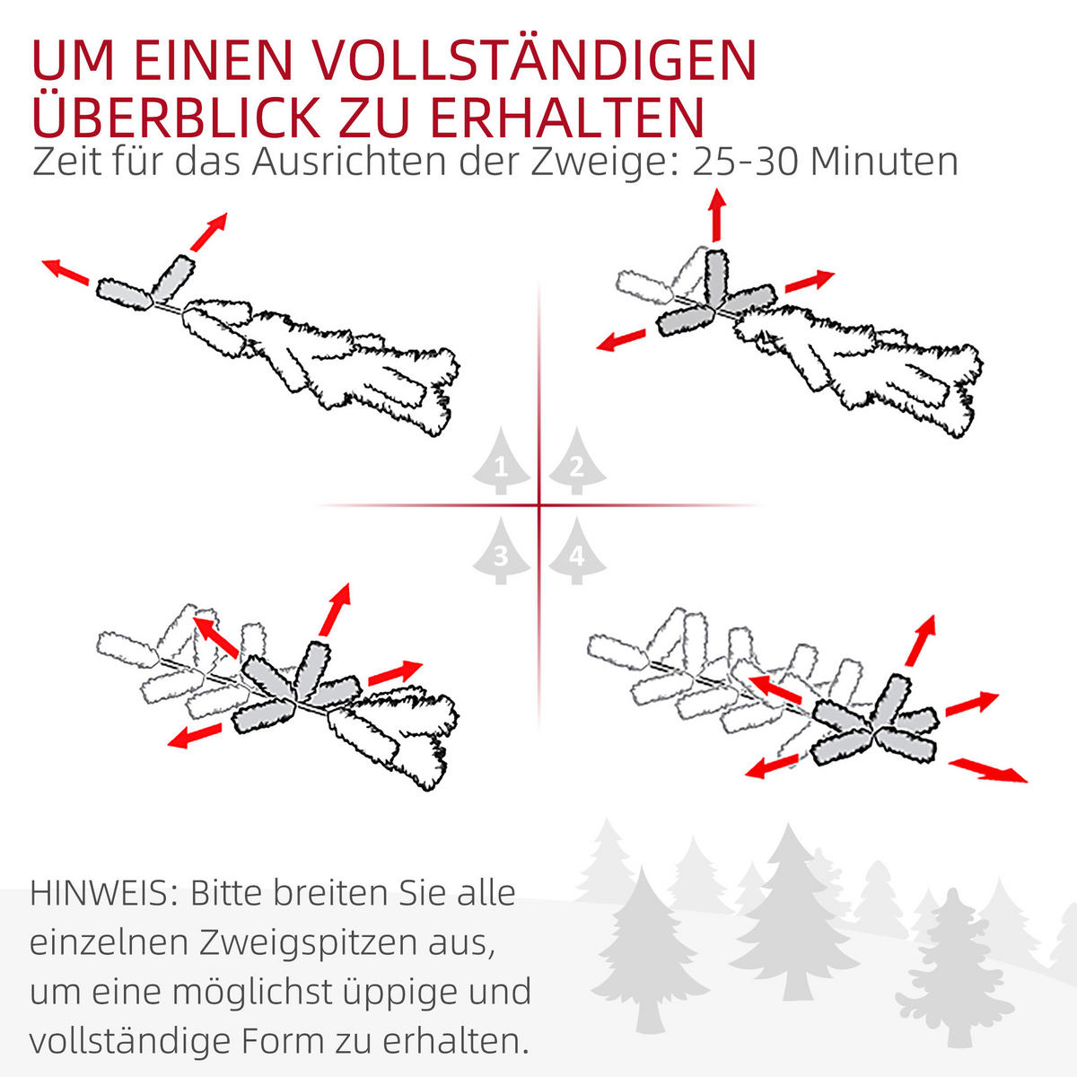 KÜNSTLICHER Weihnachtsbaum, 183 cm Christbaum mit 1489 Spitzen für Weihnachten - Grün, Kunststoff (183cm) - HOMCOM