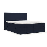 BOXBETT Nuvia 140/200 cm Marineblau im Riva Stoff - Schwarz/Dunkelblau, Holz/Holzwerkstoff (140/200cm) - AltaBeds