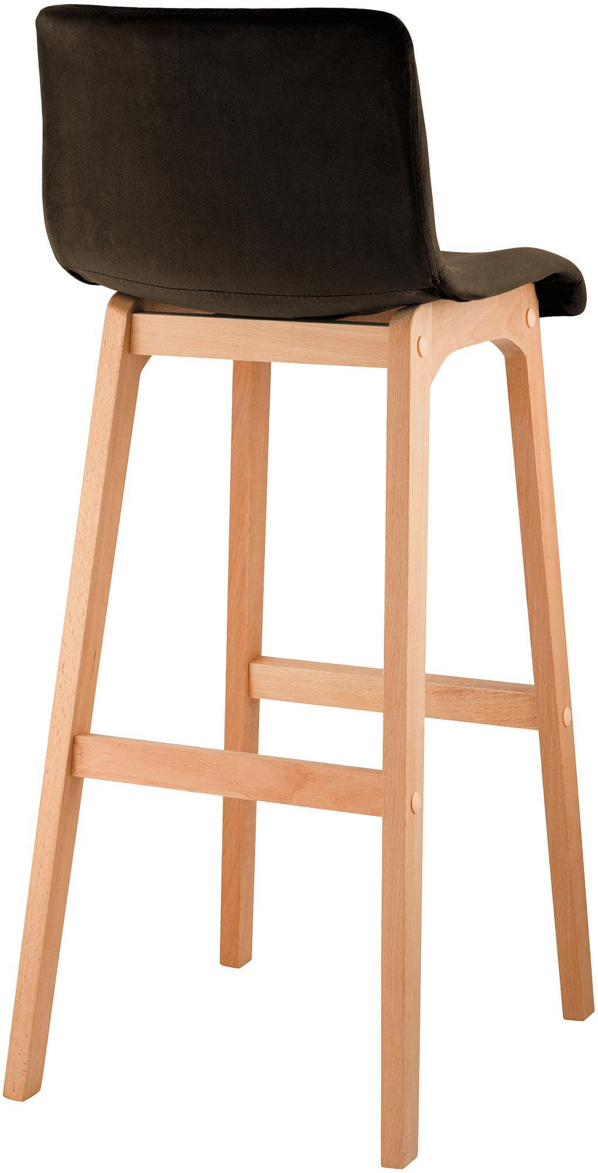 BARHOCKER Samt Braun - Eukalyptusholzfarben/Braun, Holz/Textil (41/101/46cm) - CLP