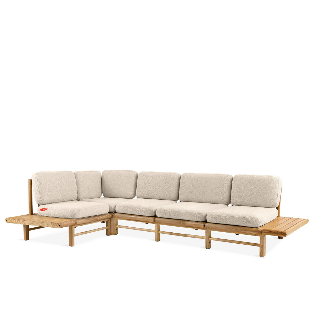 LOUNGESOFA ATREDA links - Creme, Holz/Textil (245/74/245cm) - KONSIMO®