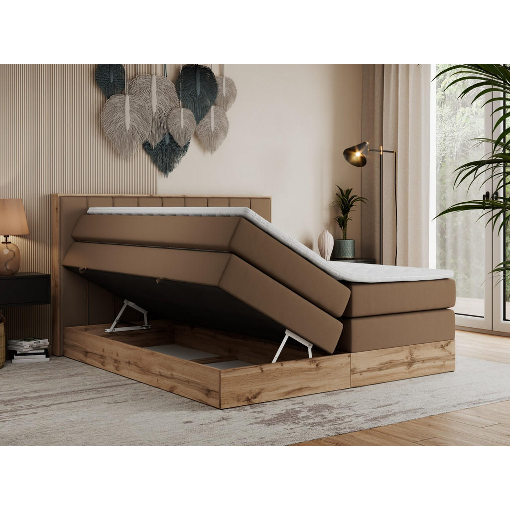 Thumbnail - MKS Boxspringbett, Braun, Textil, 2-Sitzer, H4, Rechteckig, 160x200 cm, Schlafzimmer, Betten, Boxspringbetten