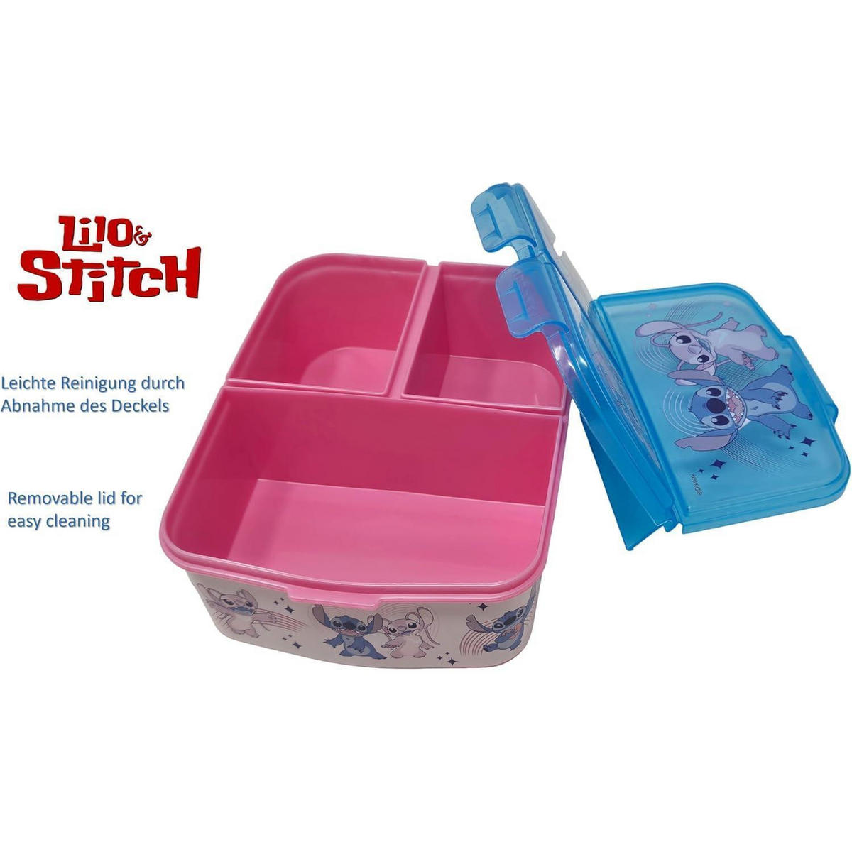 BROTDOSE mit 3 Fächern Lilo & Stitch BPA frei 18 cm - Multicolor, Kunststoff (18/7/18cm)