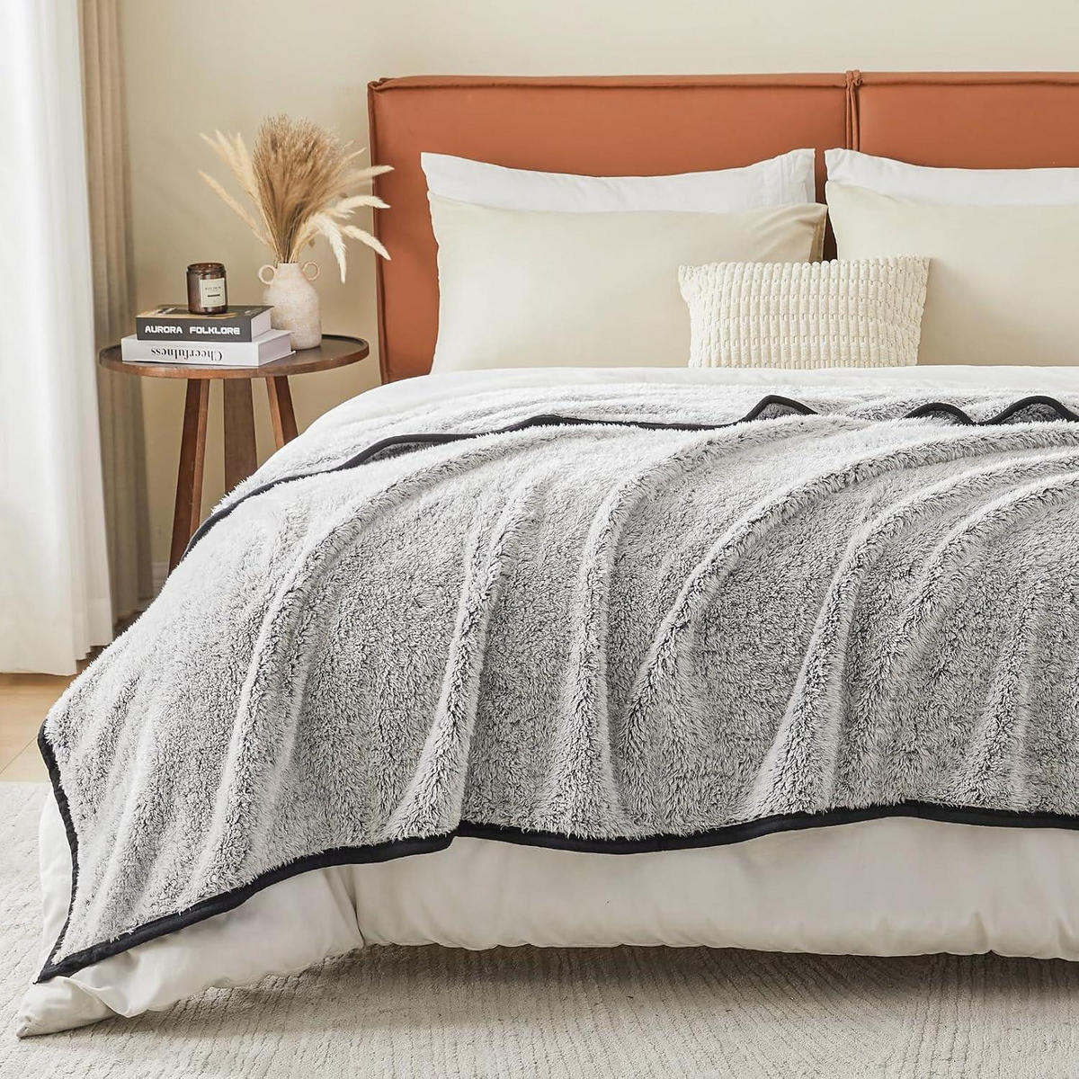 KUSCHELDECKE Sherpa Wendbar 228 x 228 cm Schwarz - Grau, Textil (228/228cm)