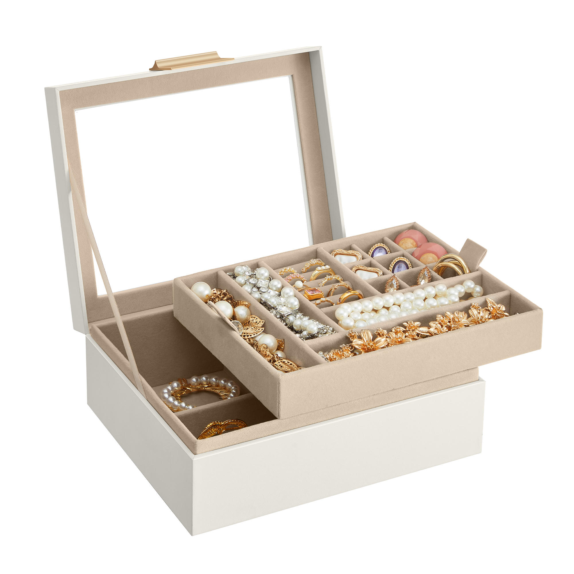 SCHMUCKKASTEN Gianna - Weiß, Holzwerkstoff (19/23/23cm) - SONGMICS