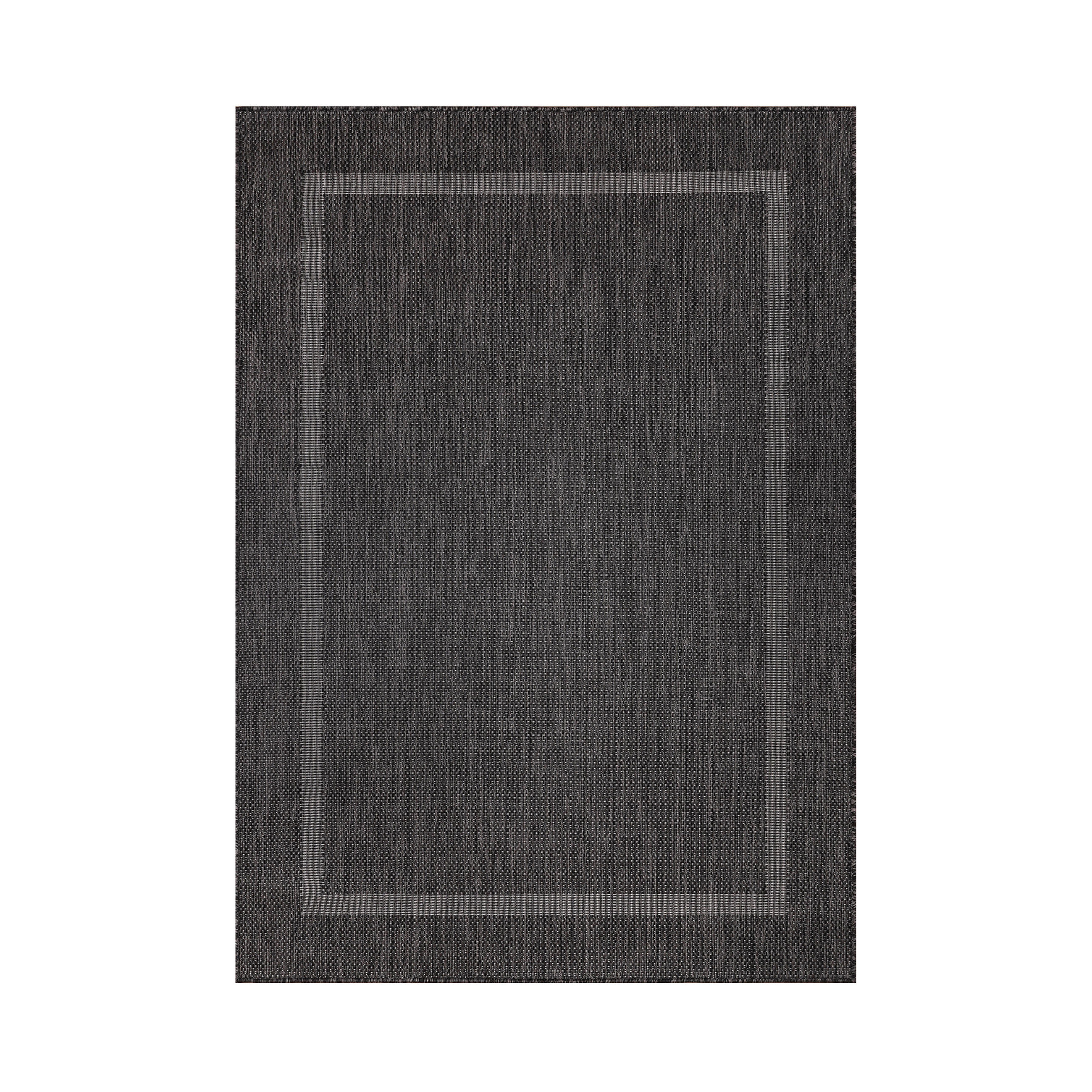 TEPPICH Outdoor Flachgewebe Uni-Design Polypropylen Balkon Schwarz Rechteckig 140x200 - Schwarz, Textil (140/200cm) - KADIMA DESIGN