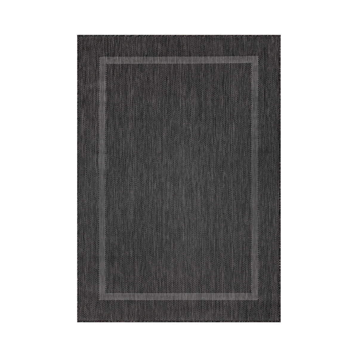 TEPPICH Outdoor Flachgewebe Uni-Design Polypropylen Balkon Schwarz Rechteckig 240x340 - Schwarz, Textil (240/340cm) - KADIMA DESIGN