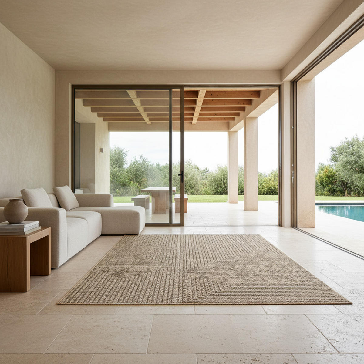 TEPPICH In-/Outdoor Jute-Optik Flachgewebe Unicolor Polypropylen Beige Läufer 80x150 - Beige, Textil (80/150cm) - KADIMA DESIGN