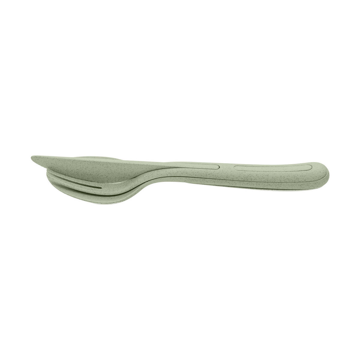 BESTECK-SET Klikk organic green 3er Set - Grün, Metall - Koziol