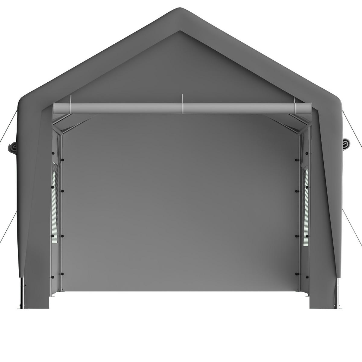 GERÄTEHAUS 592.84/310.9/276.75 cm Grau mit Roll-Up-Fenster, Abnehmbare Seitenwände und Dach - Grau, Metall (310.9/276.75/592.84cm) - Oxeza