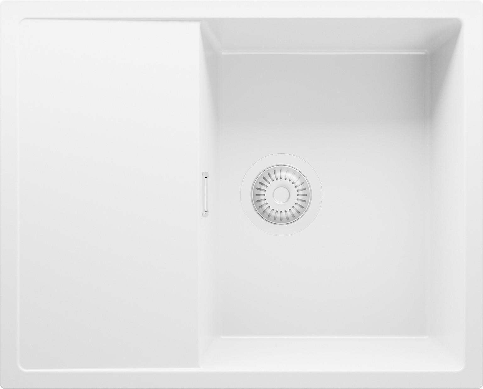 SPÜLBECKEN Ibiza, 2-er set Alles Weiß 62/50 cm 1 Becken + Ablauf-Set ab 45er Unterschrank - Weiß, Kunststoff (62/19/50cm) - Primagran