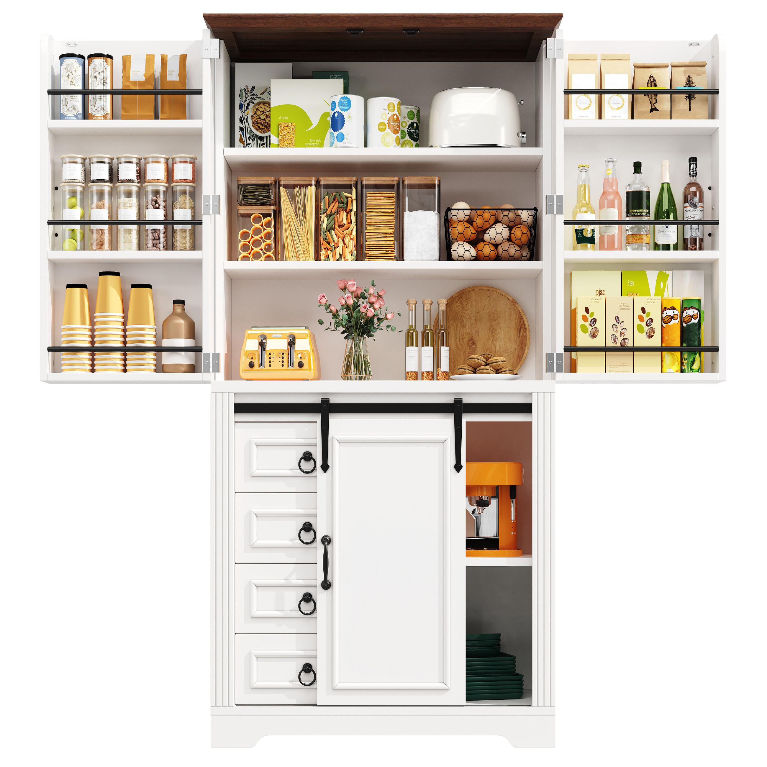 BUFFETSCHRANK Soft-Close Weiß 80/39.8/180 cm - Weiß, Holz (80/180/39.8cm) - PANGIVO