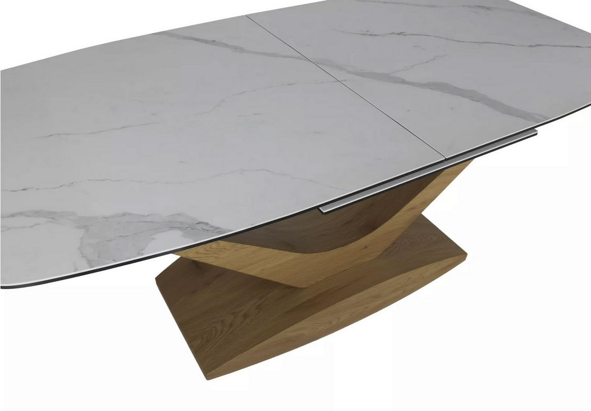 ESSTISCH Dolce Weiß Marmor / Eiche Natur 180-240 / 95 / 76cm - Braun/Weiß, Holz/Keramik (95/240/76cm) - Feldmann-Wohnen