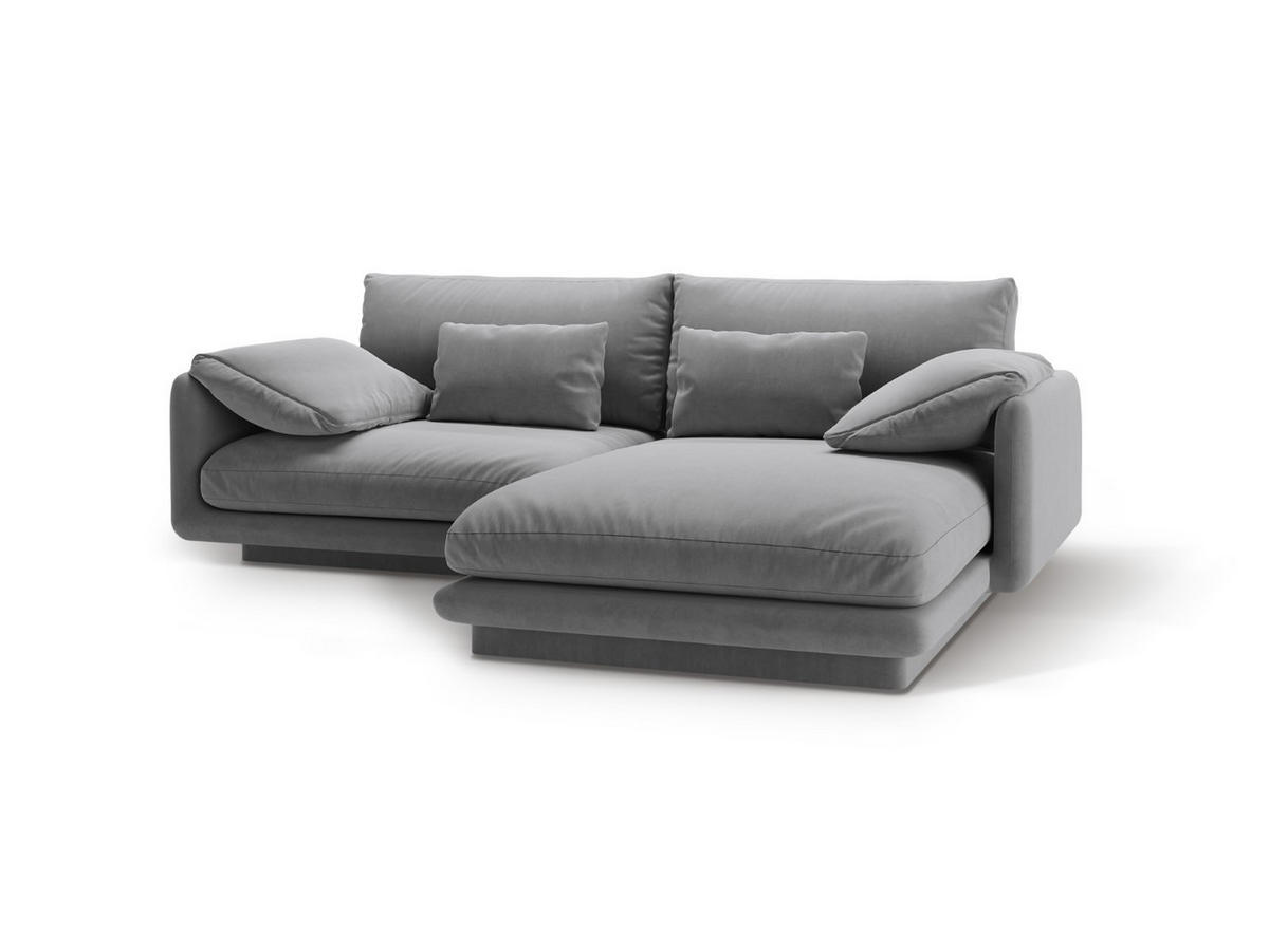 ECKSOFA rechts Torino aus Samt hellgrau 3 Sitzplätze - Hellgrau, Textil (170/220cm) - Micadoni