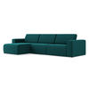 ECKSOFA Links Samt Stoff Blau - Blau/Petrol, Kunststoff/Textil (167/314cm) - Makamii