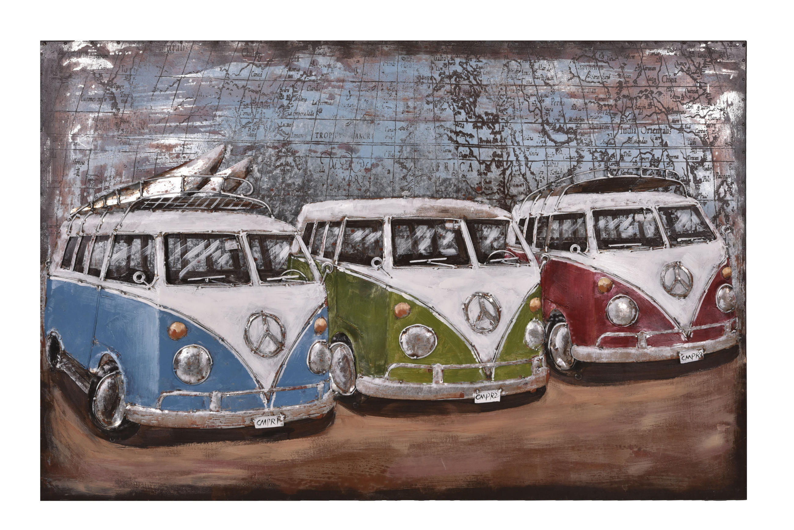 3D-METALLBILD 3 Bullis Stahl Bunt 5x80x120cm - Multicolor, Metall (80/5cm) - DELUKE