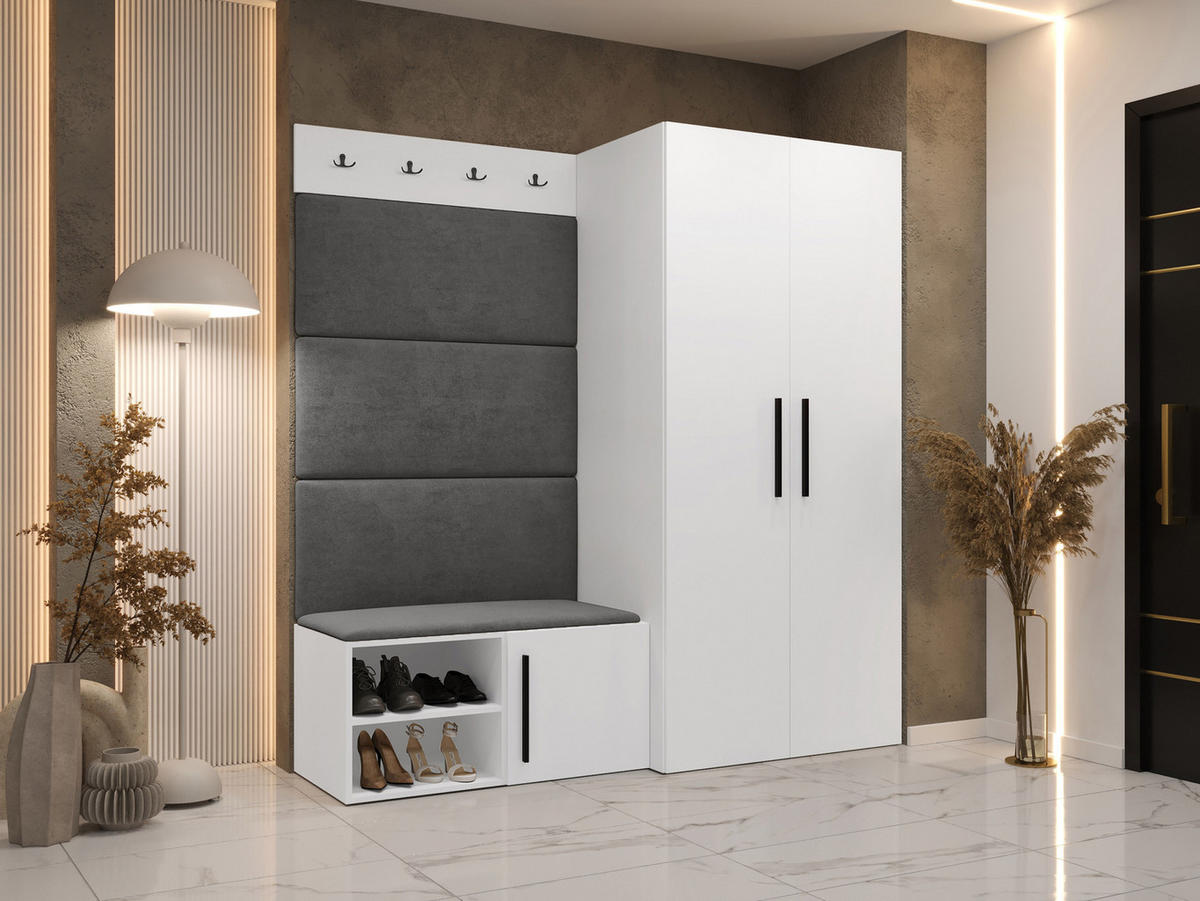 GARDEROBEN-SET Medi I - Schwarz/Weiß, Holzwerkstoff/Kunststoff (80/191/50cm) - MIRJAN24