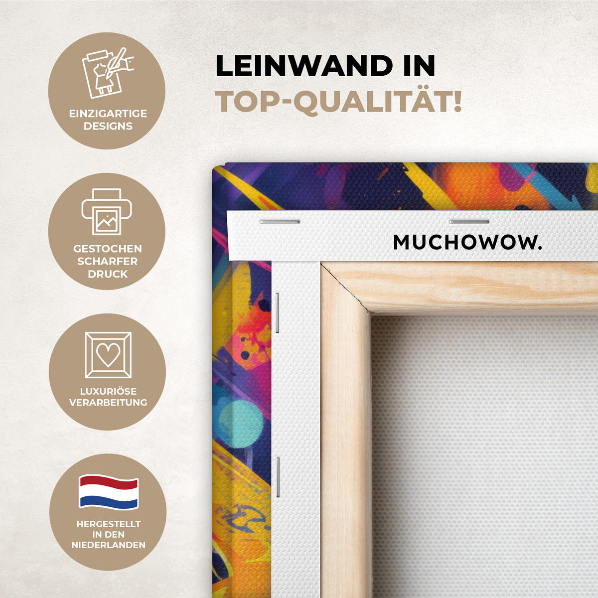 LEINWANDBILD Abstrakt - Formen - Farbenfroh Deko Wohnzimmer 20x30 cm - Magenta, Textil (20/30cm) - MuchoWow