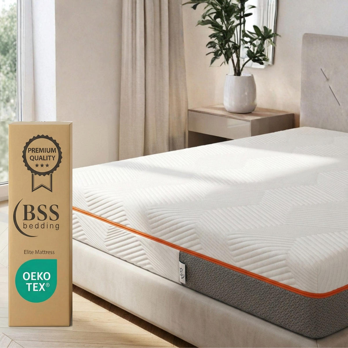 KALTSCHAUMMATRATZE ELITE VISCO ,90x200 cm, Höhe ca.: 22 cm, Wendematratze mit unterschiedlichen Härtegraden, H2 + H3 = mittel + fest, 7-Zonen - Weiß, Textil (90/200cm) - Gowoll