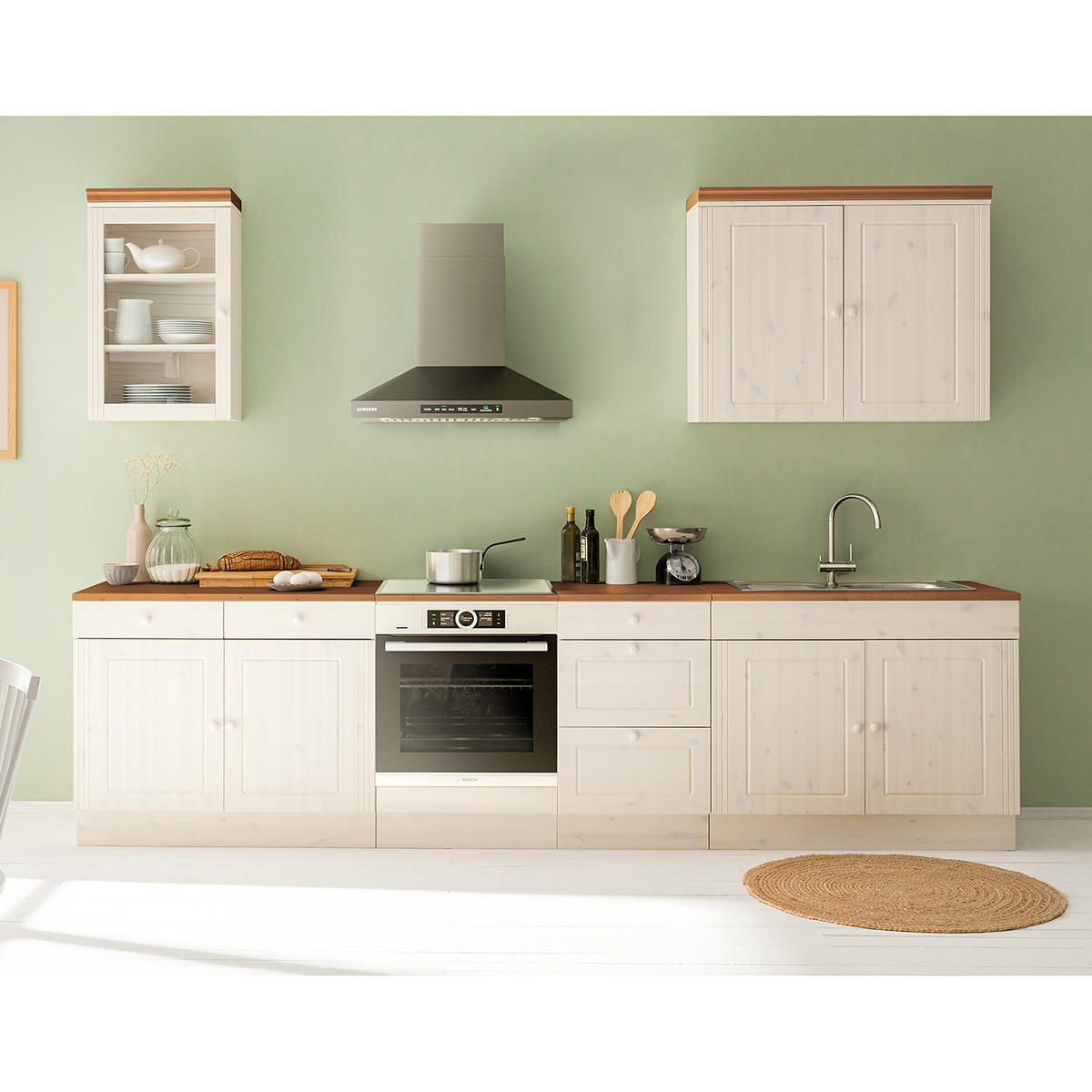 KÜCHENZEILE - Kiefer massiv - Kieferfarben, Holz (300/205/60cm) - home24