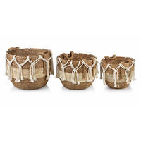 KORB Bali 3er Set beige 33/33/27 cm Seegras - Beige, Naturmaterialien/Kunststoff (33/27/33cm) - Mondex