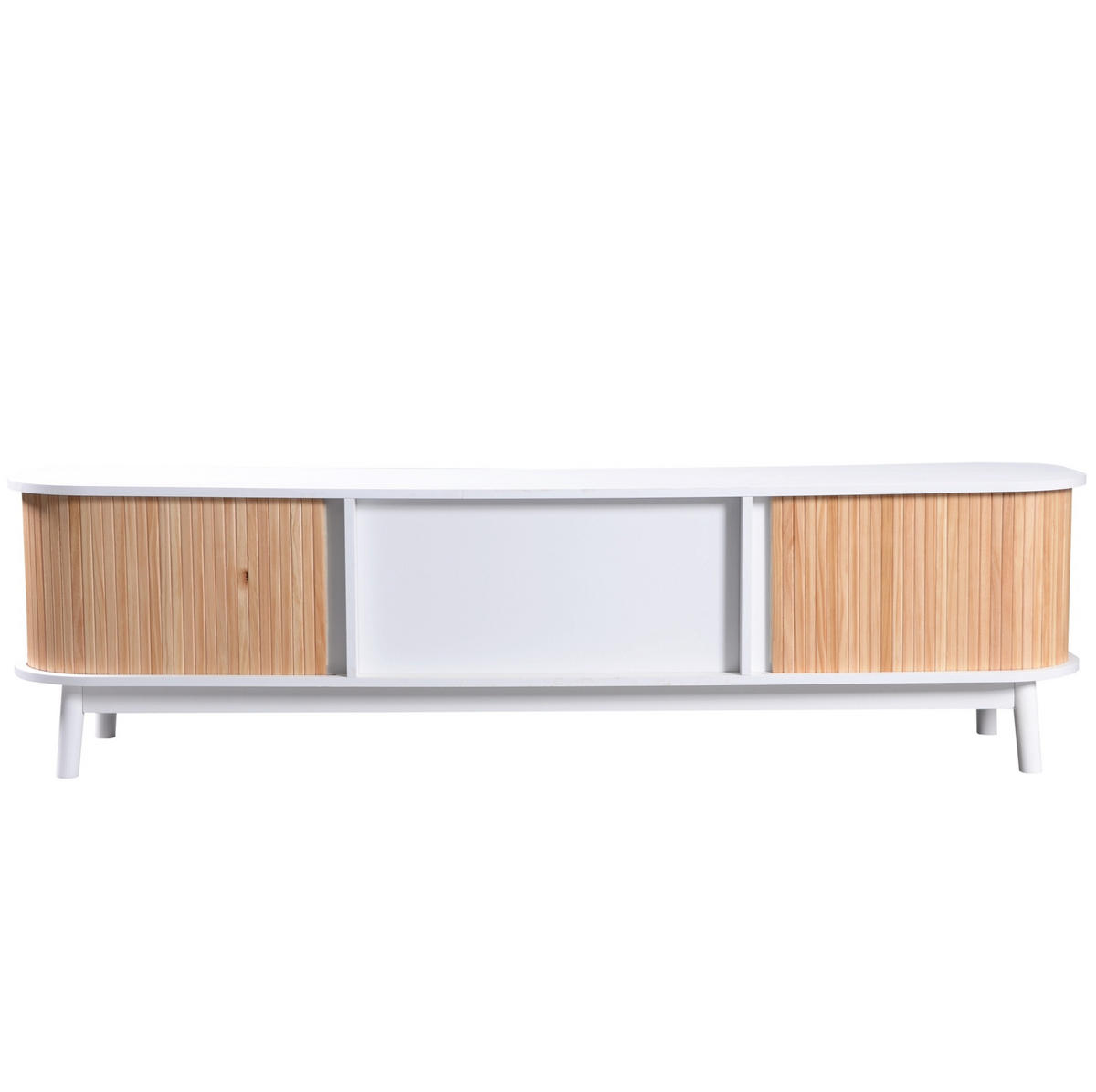 TV-LOWBOARD 170/39,5/46 cm mit Türen und Schubladen in Rattanoptik - Weiß, Holzwerkstoff (170/39.5/46cm) - BEAOK