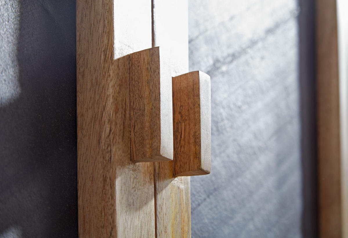 SIDEBOARD – Mangoholz, 80x75x35 cm, mit Stauraum, anthrazitfarbene Türen - Schwarz/Braun, Holz/Metall (80/75/35cm) - KADIMA DESIGN