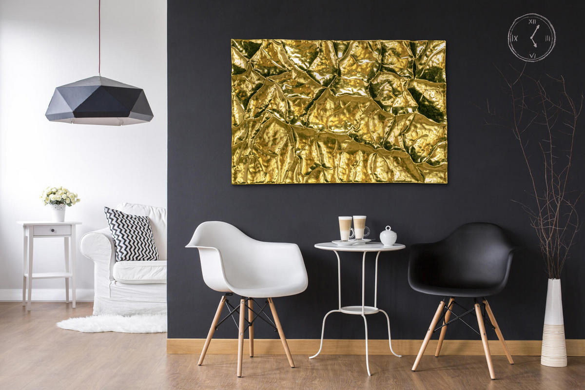 METALLBILD Gold 100/70 cm - Goldfarben, Metall (4.2/70cm) - KUNSTLOFT