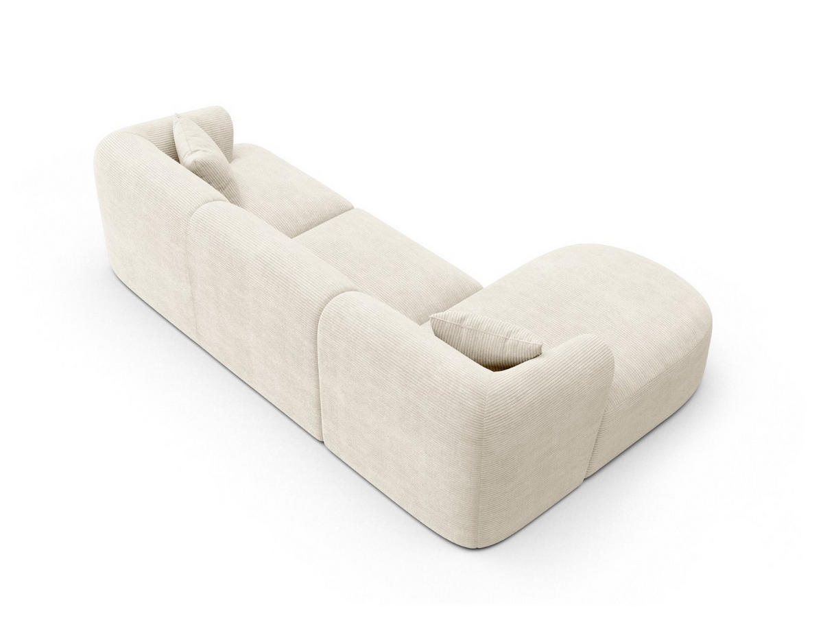 MODULARES-ECKSOFA links Campi aus Cord elfenbein 4 Sitzplätze - Ecru, Textil (156/256cm) - Cosmopolitan Design